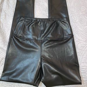 Faux Leather Fleece-Lined Leggings